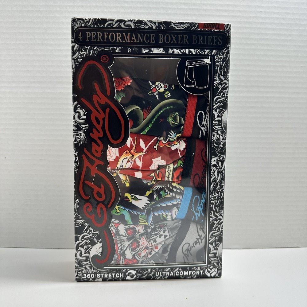 Ed Hardy 4-Pack Men's Performance Boxer Briefs Underwear Size Small (28-30)